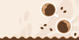 Illustrative coffee and coffee beans.